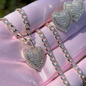 High Quality Gold Plated Heart Jewelry Set – Necklace & Earrings with Adjustable Chain&quot;