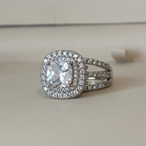 White gold plated Large Engagement Ring for women rings for women, silver plated ring, statement ring.