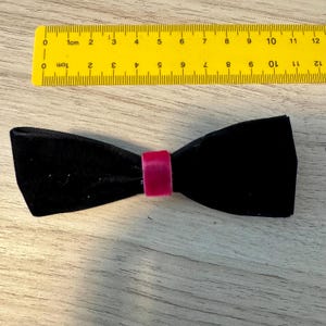 Black & Pink Velvet Hair Bow Barrette