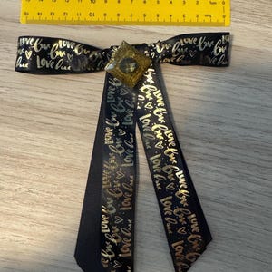 Black & Gold Hair Bow Barrette