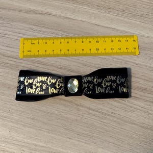 Black & Gold Hair Bow Small Barrette
