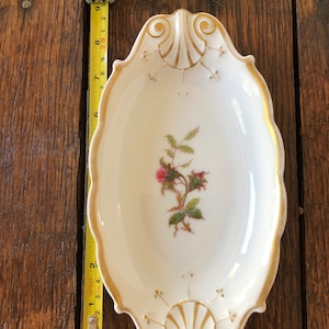 Limoges dish rose design dish Gold trim and flower details