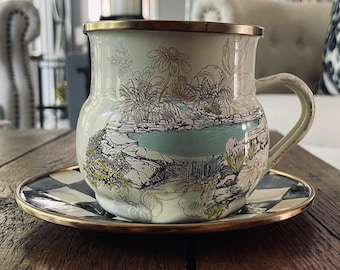 Mackenzie Childs Aurora Mug and Courtly Check Saucer