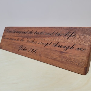 Bible Verse Wooden Plaque | Custom Laser Engraved | Mahogany | Easter | Church | Home Decor | You pick the Bible Verse Sign #1