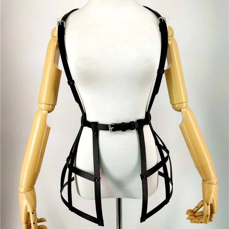 Sexy Faux Leather Body Harness Caged Waist Skirt Bondage Bdsm Etsy