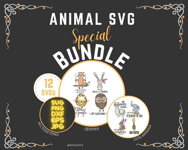 Funny Animals SVG Bundle Funny Animal SVG Cute Animal SVG Etsy