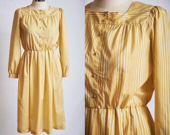 gold and white striped dress