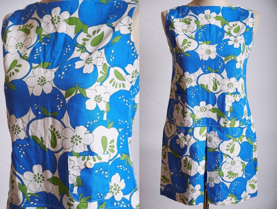 Vintage 60s romper novelty print apple blossom pla