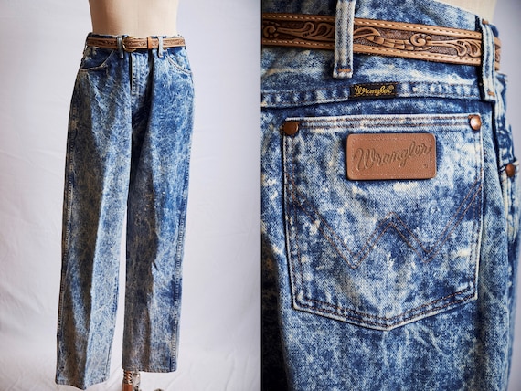 Vintage 80s wrangler acid wash stonewashed jeans d