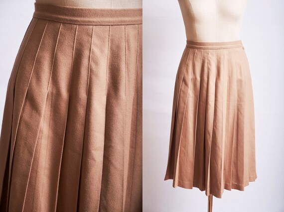 Vintage 70s pendleton skirt wool camel beige pleat