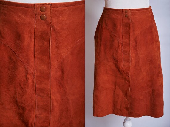 Vintage 70s suede leather miniskirt mini skirt bur