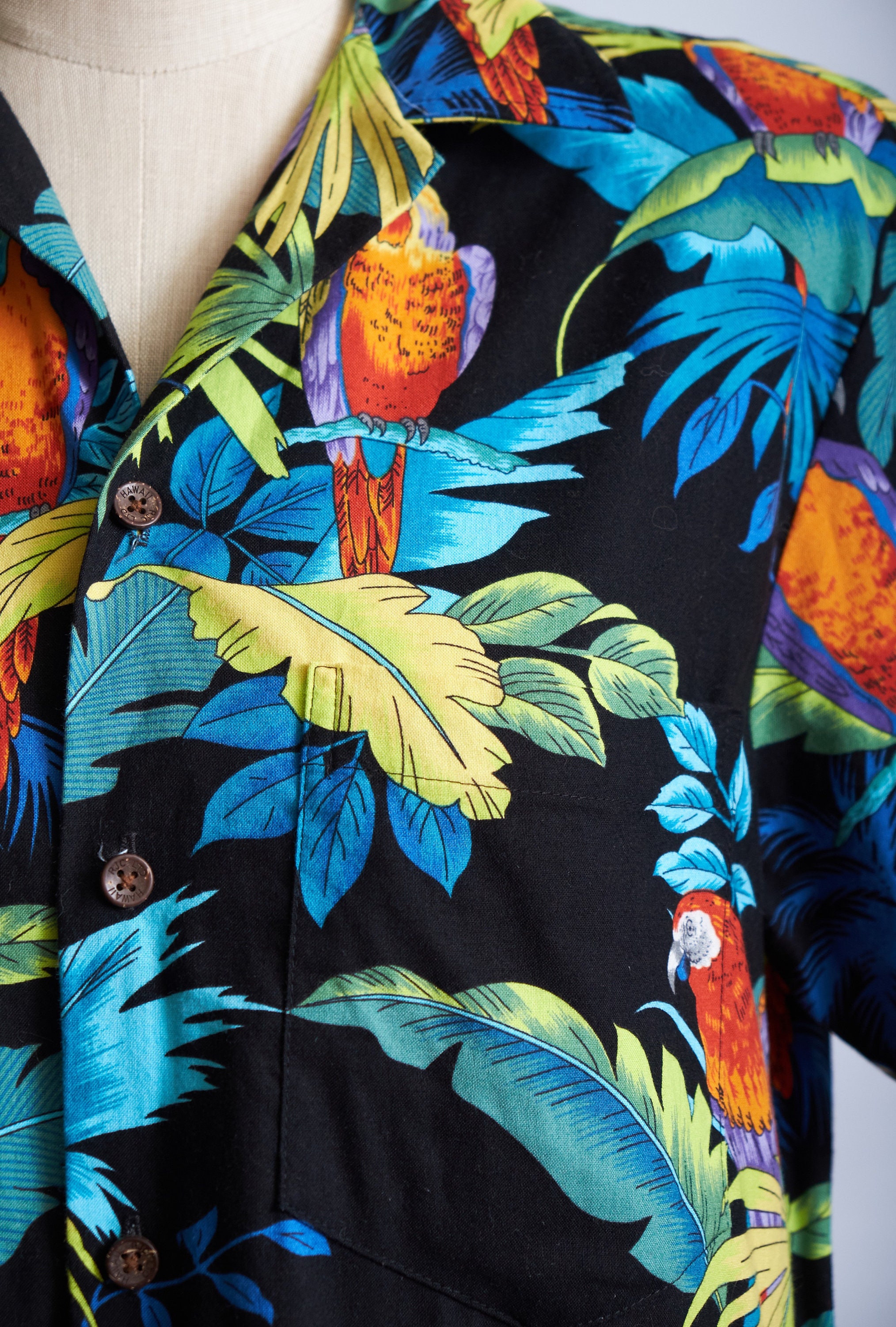 Vintage 80s 90s Hawaiian Shirt Tropical Colorful Neon Parrot | Etsy