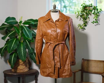 Vtg 60s 70s Natural Comfort Rich Brown Leather East West Style