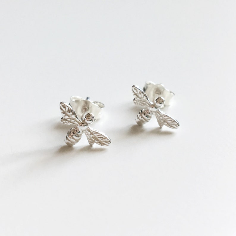 Silver Bee Earrings Etsy