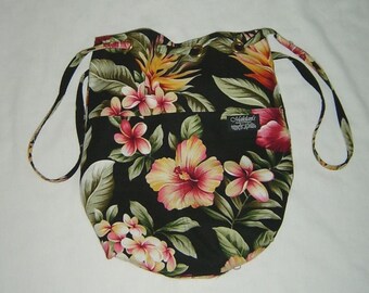 Mailelani’s Floral Drawstring Shoulder Bag | Tropical Fabric Purse