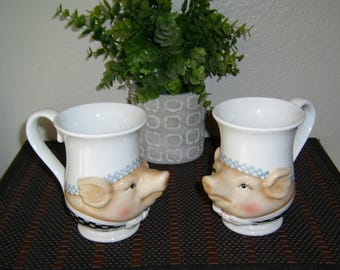 Ensemble de tasses à café Jam Bon Pig à collectionner vintage Department 56, NWOT