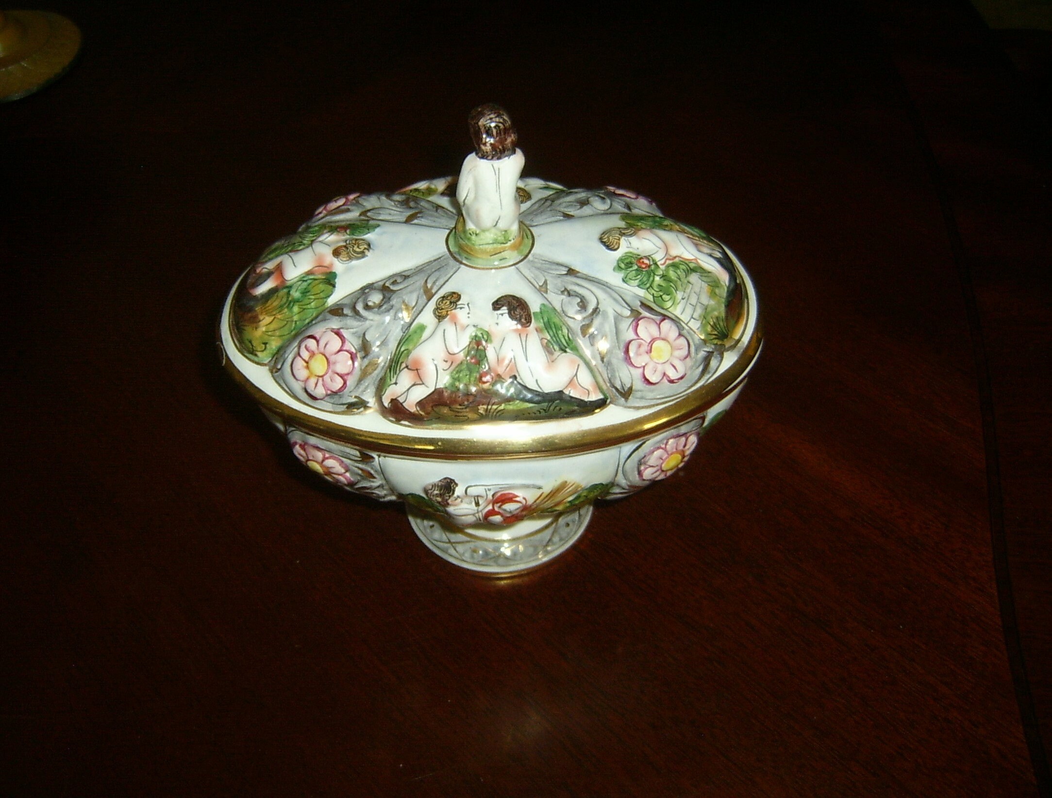 Vintage Capodimonte Intricate Porcelain Lidded Candy Dish Etsy