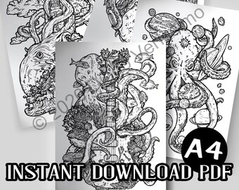 Download Octopus Coloring Pdf Etsy