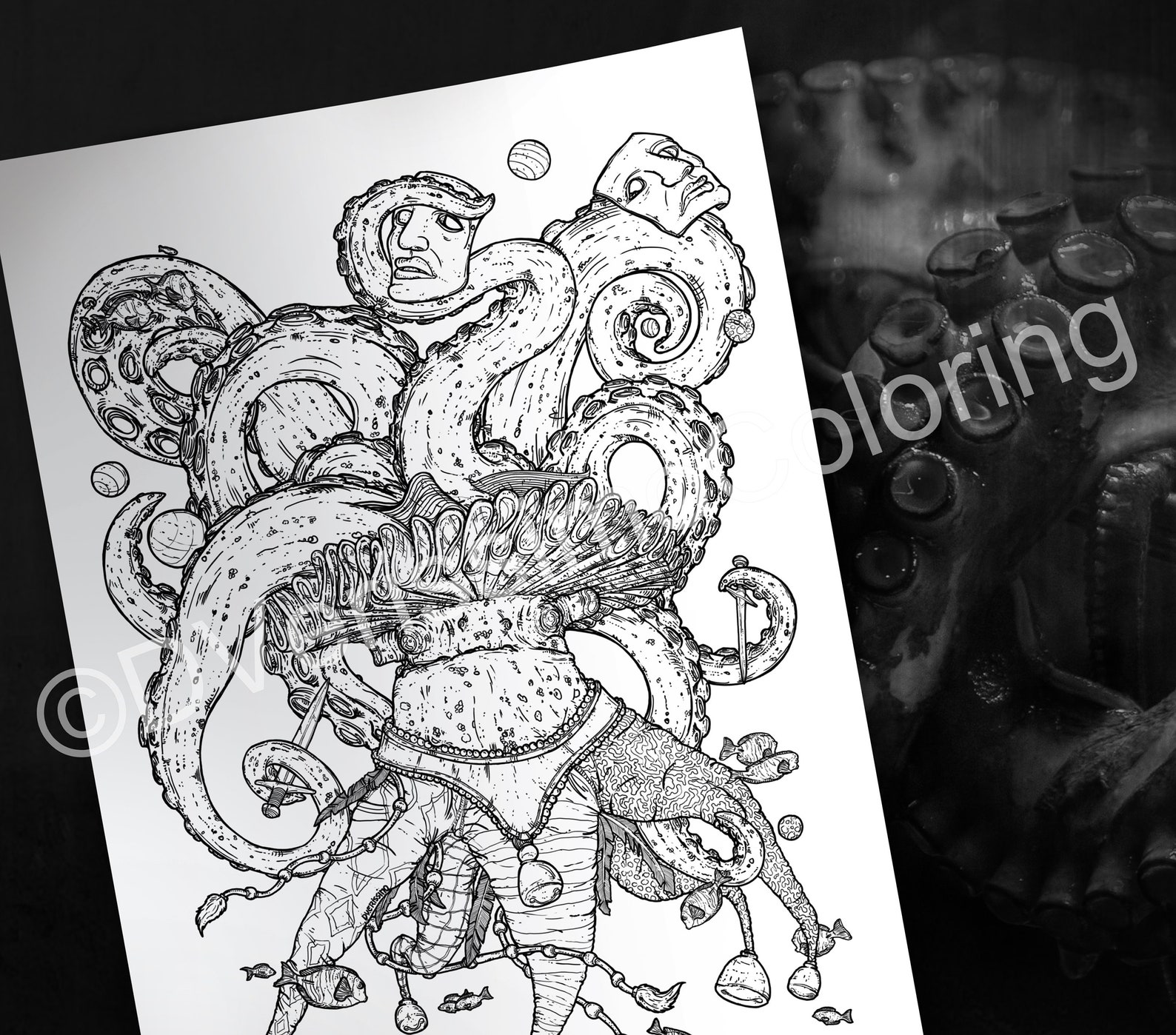 Download Coloring Pages PDF The 4 Octopuses Set 2 | Etsy