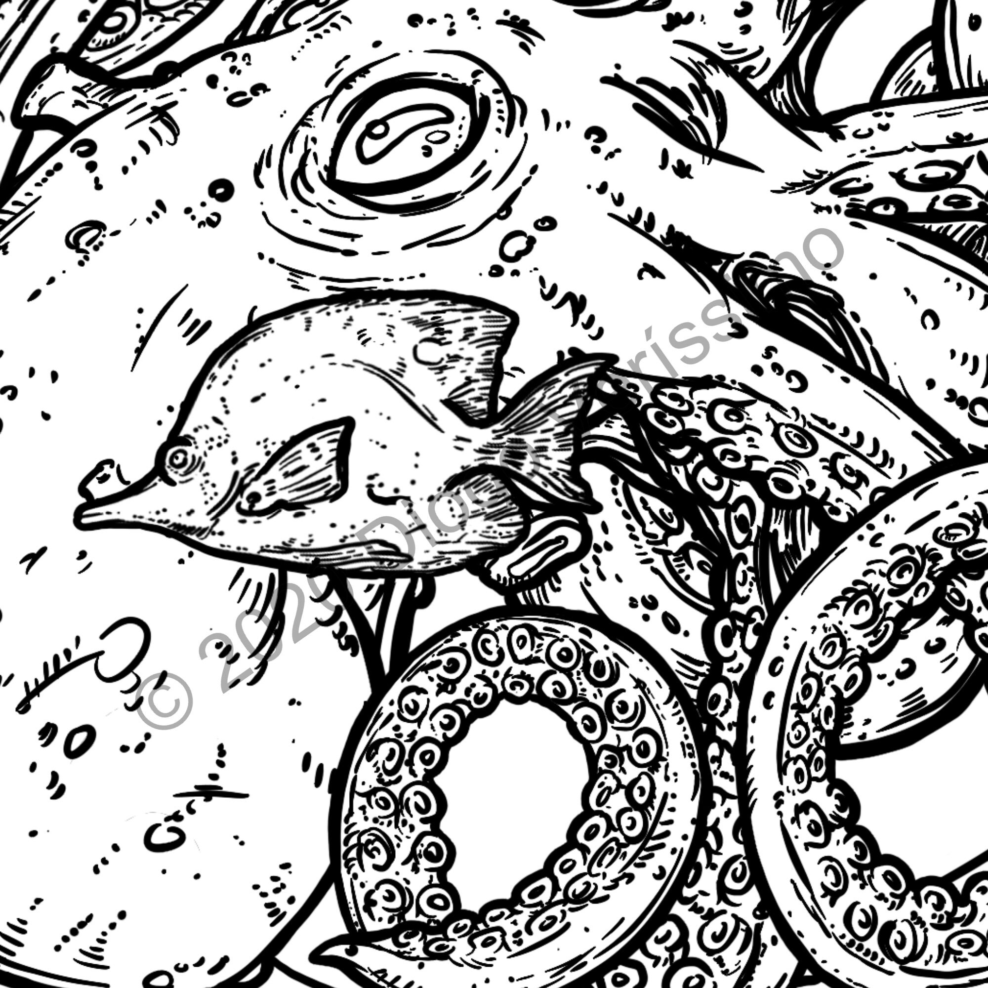 Download Coloring Pages PDF The 4 Octopuses Set 1 | Etsy