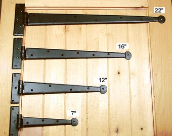 Pair Tee Hinges Black Decorative Heavy Duty Strap T Hinge Door