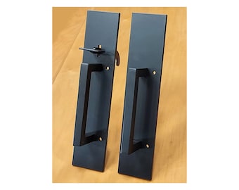 Plain Rectangular Gate Thumb Latch - with Optional Matching Pull - Matte Black Powder Coat Finish