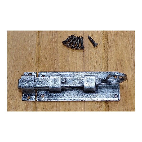 Straight Bolt Lock Black Antique Traditional 102mm Sliding Door Bolt Iron Ornate 