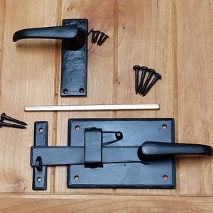 Gate Latch Kit - Cottage Style with Levers (Left Hand) - For Thick Gates