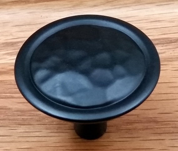 Rustic Hammered Cabinet Knob Drawer Pull Matte Black Etsy