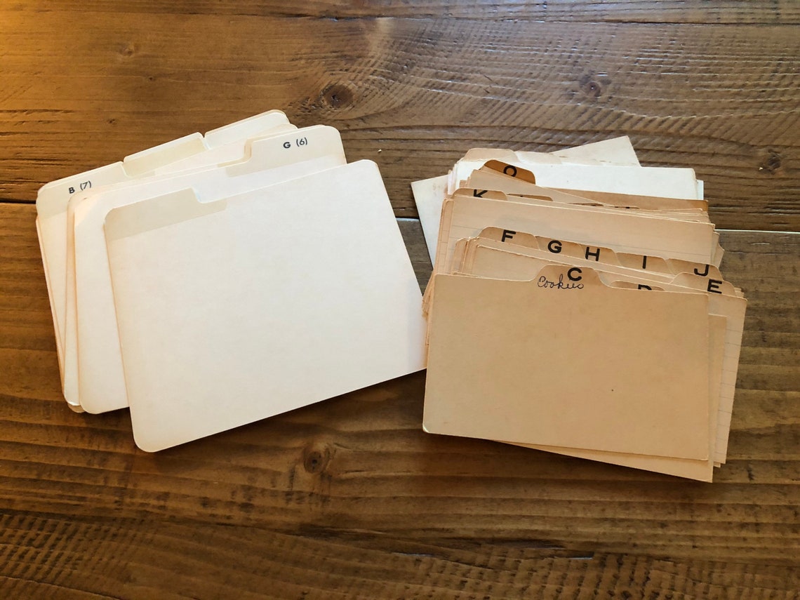 Assorted index dividers and vintage index cards. Etsy