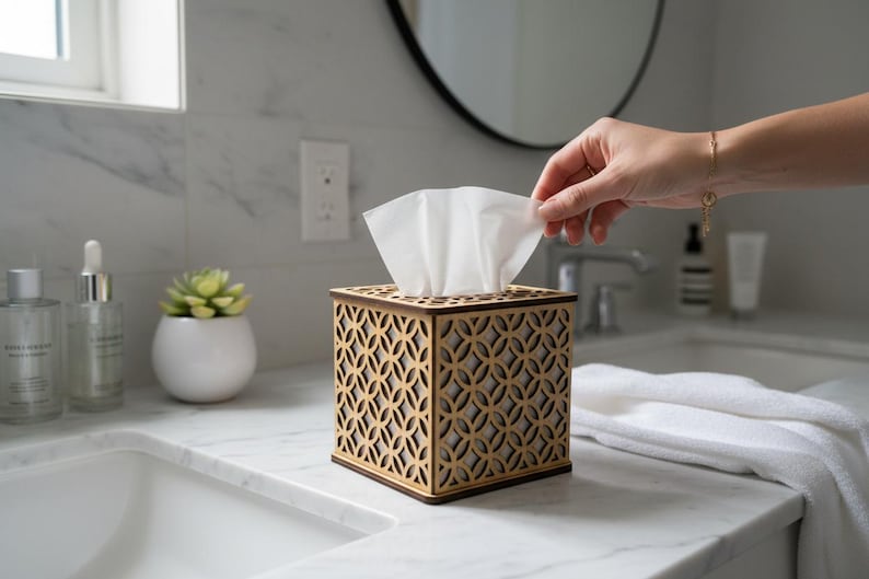 Facial Tissue Box Holder, Wooden Laser Cut - Etsy