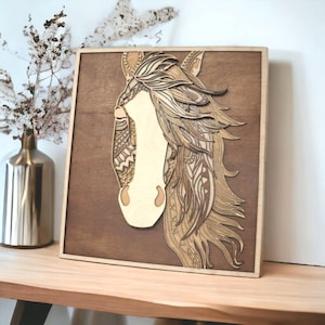 Layered Wooden Horse Wall Art | 7 Layer Horse Head Decor | Laser Cut Horse | Equestrian Wall Decor | Horse Lover Gift | Horse Picture