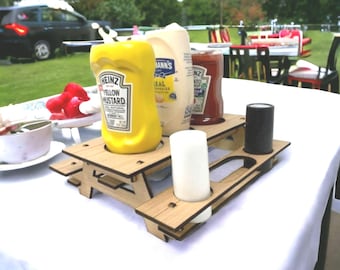 Picnic Table Condiment Holder, Spice rack, Ketchup holder