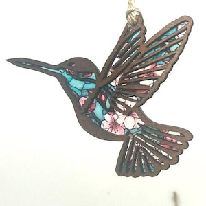 Hummingbird Suncatcher, Bird, Car Charm, Hanging Ornament, Wall Art, Window hanger