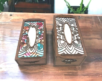 Facial Tissue box cover, wooden laser cut