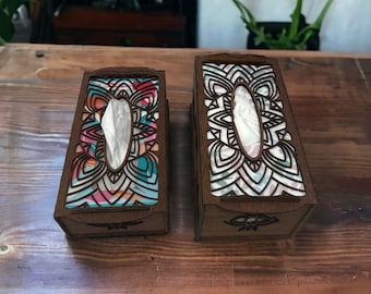 Facial Tissue box cover, wooden laser cut