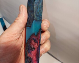 Dye stabilized maple burl and Alumilite hybrid pen blanks.