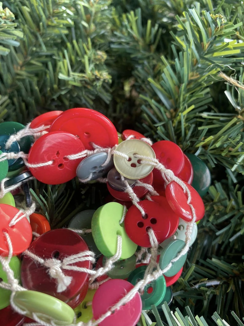 Christmas Button Garland. Mantle Decor. Christmas Tree Garland. Red and ...