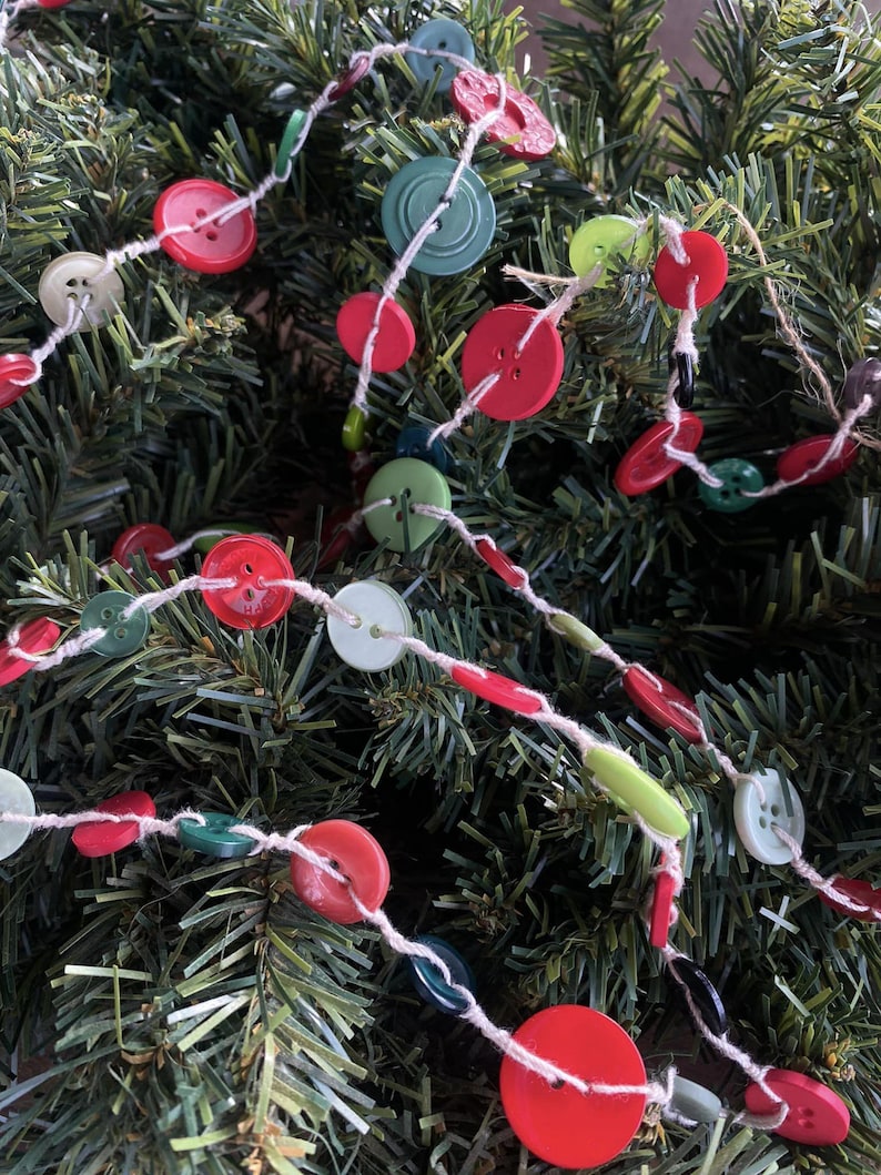 Christmas Button Garland. Mantle Decor. Christmas Tree Garland. Red and ...