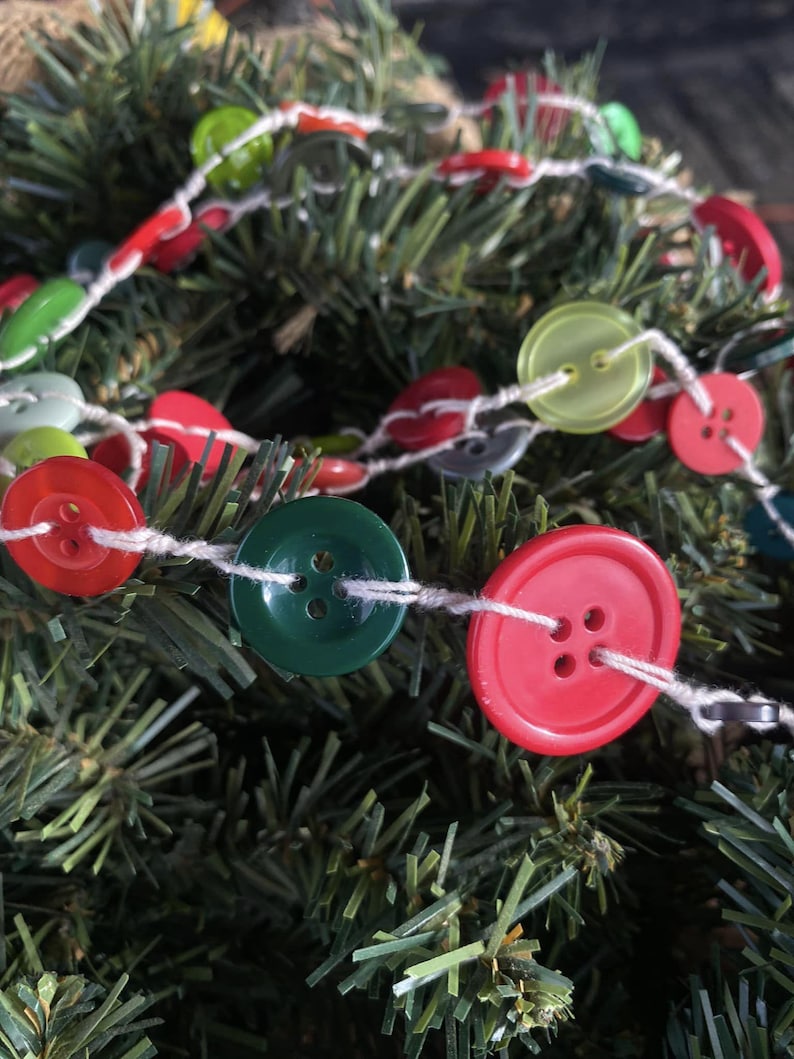 Christmas Button Garland. Mantle Decor. Christmas Tree Garland. Red and ...