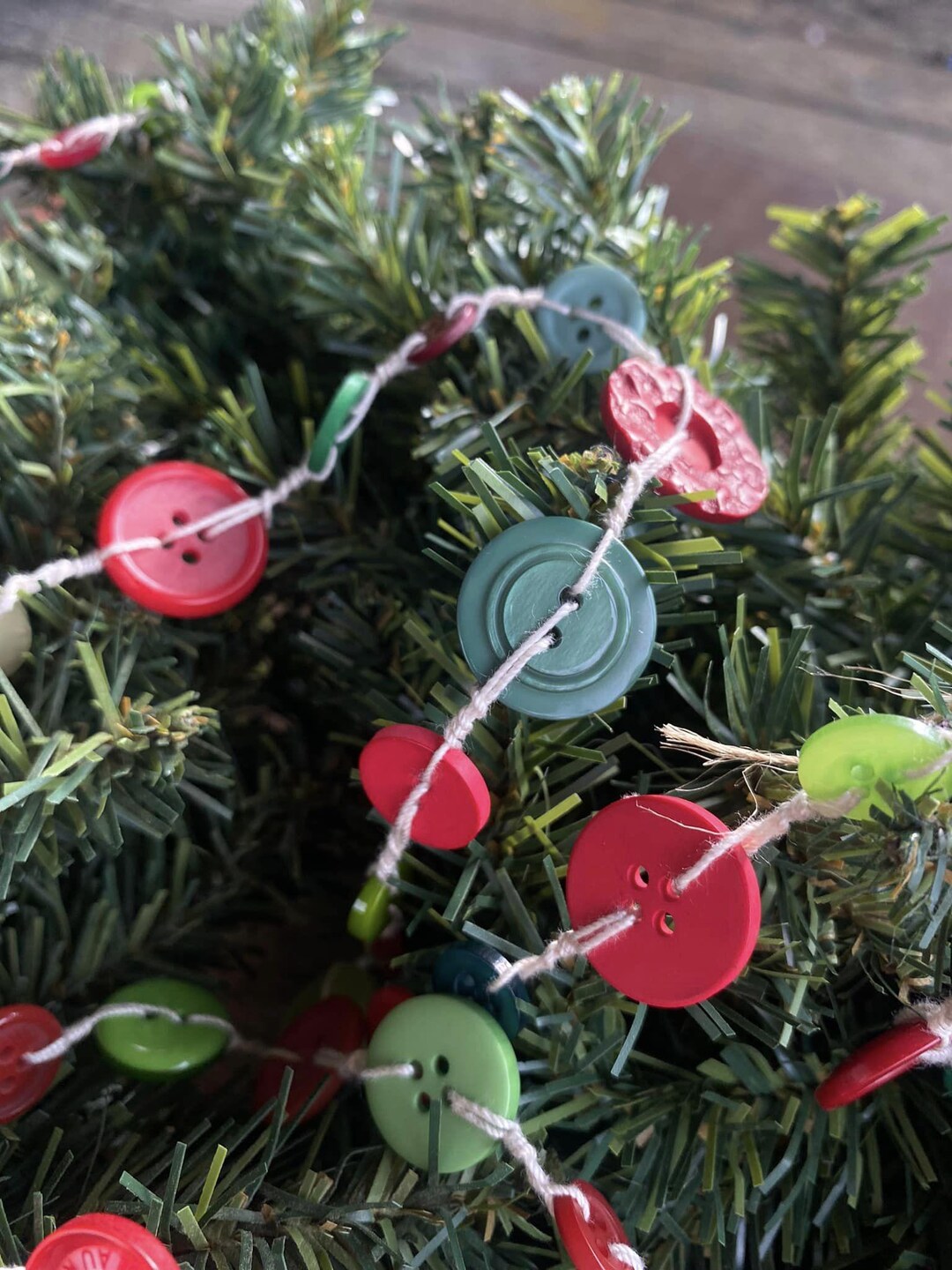 Christmas Button Garland. Mantle Decor. Christmas Tree Garland. Red and ...