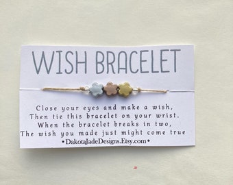 Wish Bracelet, Flower Bead Bracelet, Hemp Bracelet, Hemp Anklet, Anklet, Wish Jewelry, Beaded Bracelet, String Bracelet, Friendship Bracelet