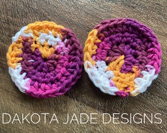 2 Cotton Coasters, Crochet Car Coasters, Soft Car Coasters, Soft Coasters, Crochet Coaster Set. Car Accessories.