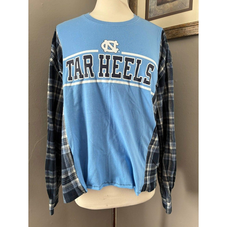 North Carolina Tarheels UPcycled Flannel Tshirt, Sweatshirt afbeelding 1