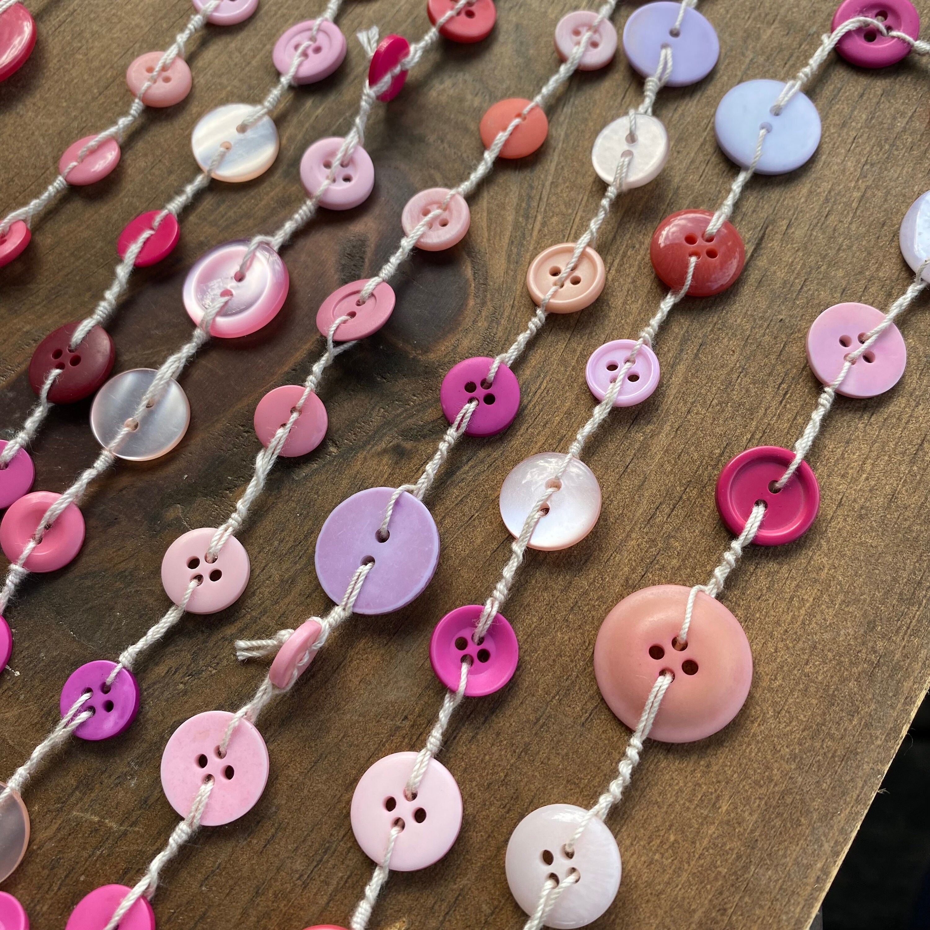 6FT Pink Button Garland, Farmhouse Garland, Primitive Garland, Country ...