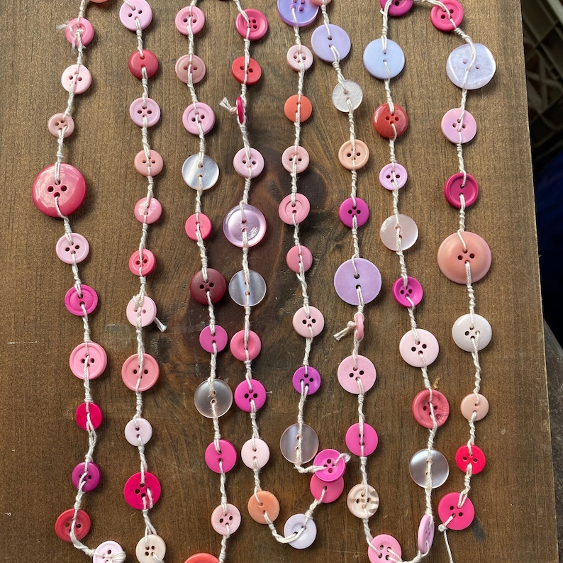 6FT Pink Button Garland, Farmhouse Garland, Primitive Garland, Country ...