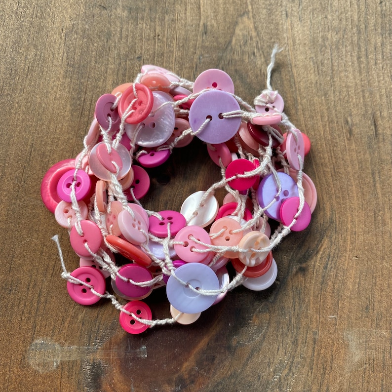 6FT Pink Button Garland, Farmhouse Garland, Primitive Garland, Country ...