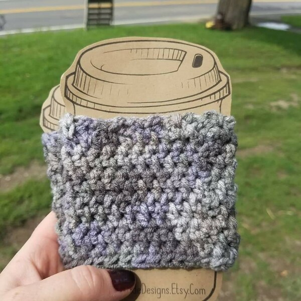 Gray Crochet Coffee Cozy / Crochet Cozy / Crochet Coffee Cozy/ Cocoa/ Tea Cozy/ Stocking Stuffer/ Coffee Lover/ Tea Lover/ Christmas