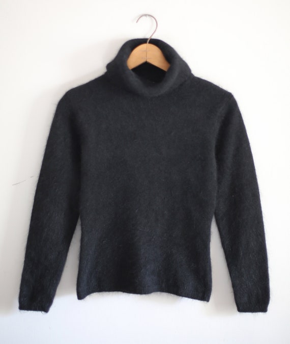 1990s Black Angora Turtleneck
