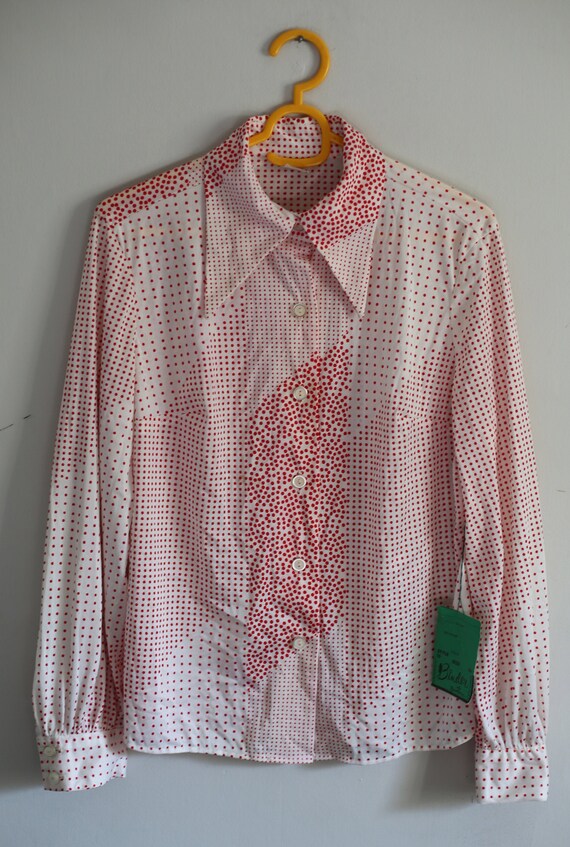 1970s Deadstock Polkadot Blouse in size 16